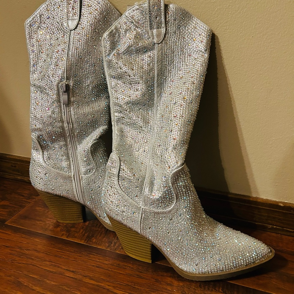 Silver Glitter Women's Boots